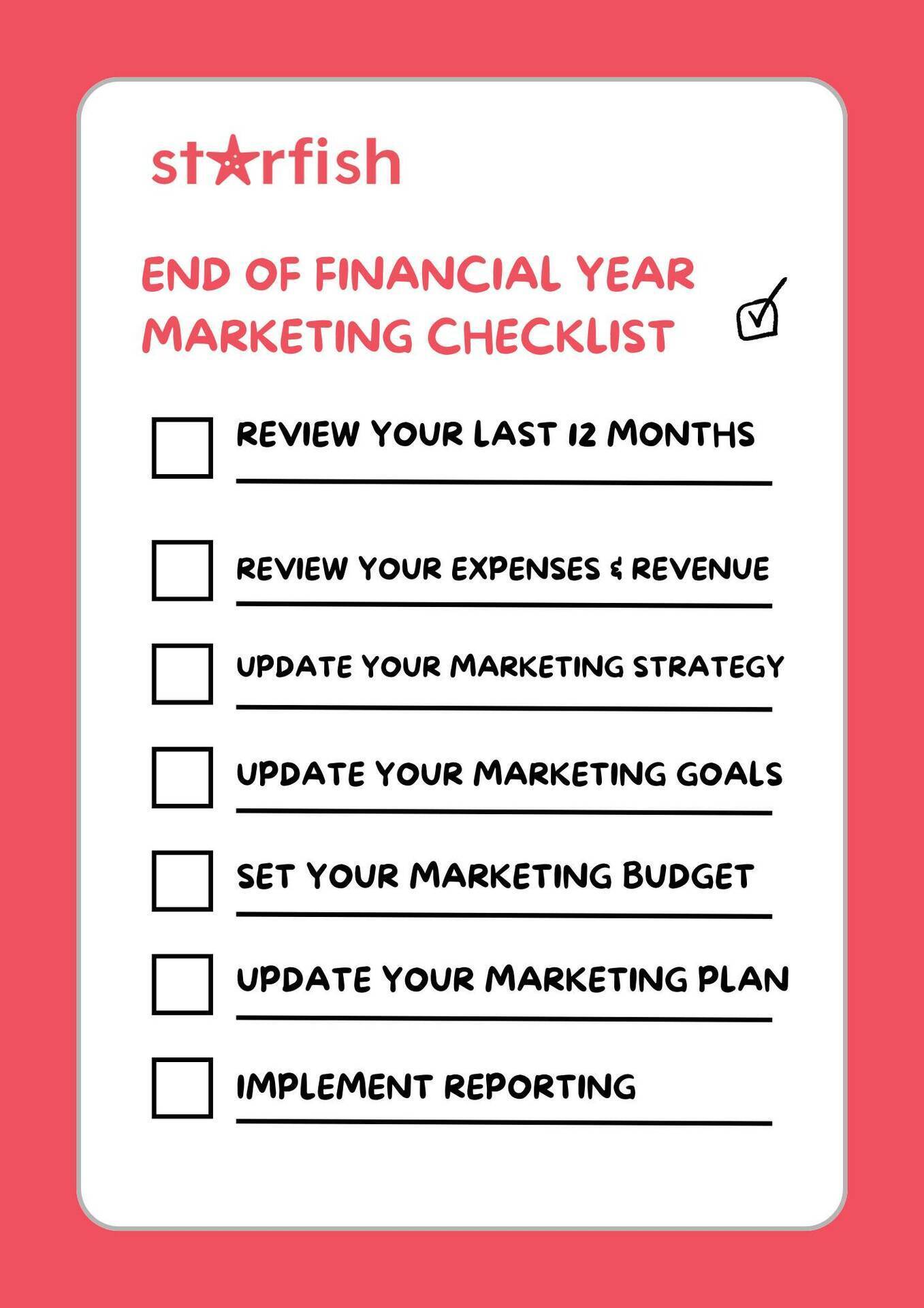 End of Financial Year Marketing Checklist - Starfish Marketing